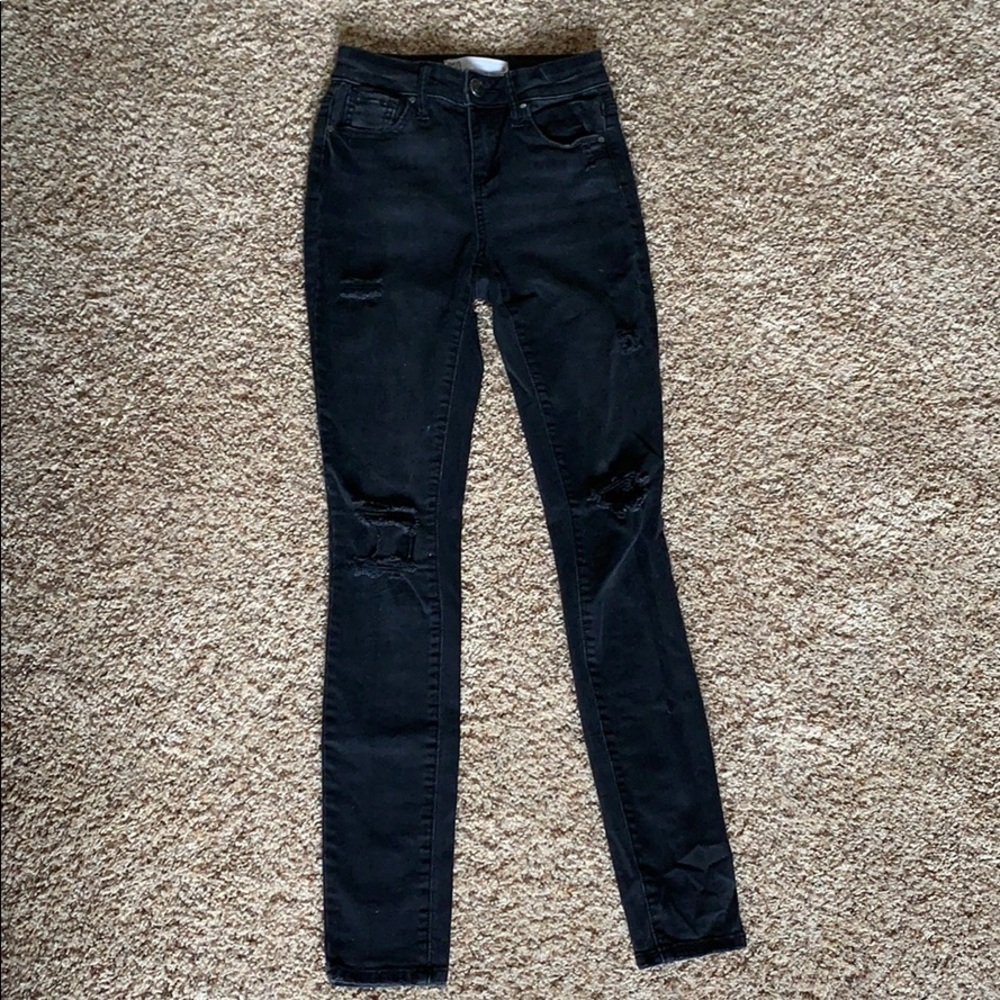RSQ Black Distressed Skinny Jeans - size 0